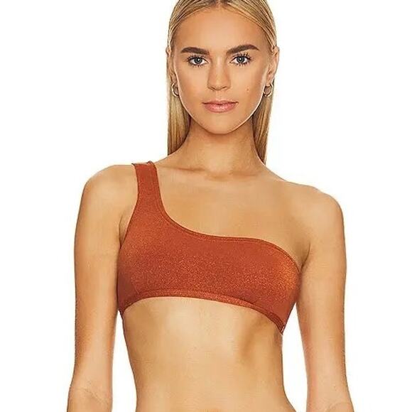 NEW Its Now Cool Free People The Asymmetric Top Topaz Cognac Lurex Size Small - Picture 11 of 11